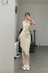 Un Morceau lace stitching rotating pants UM231XZ02